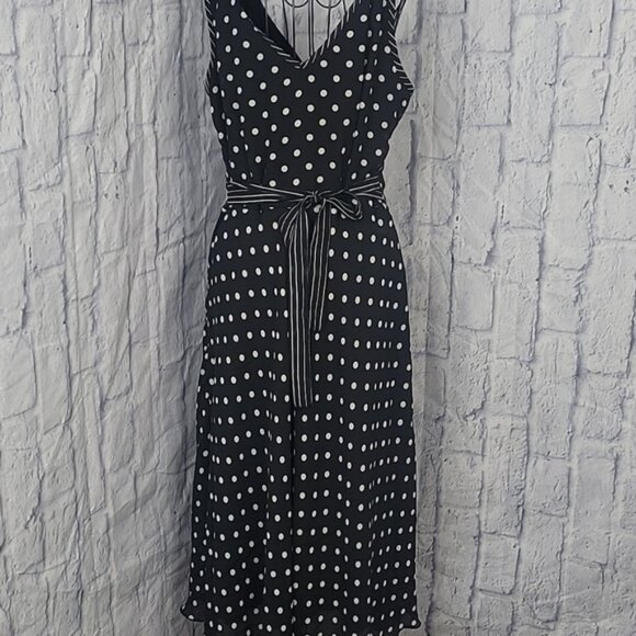 Jonathan Martin Black and White Polka Dot Midi Dress - Picture 9 of 10